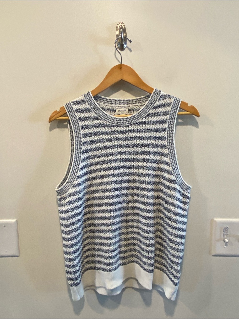J. Crew Womens knit sweater tank vest size Large 100% cotton preppy old money